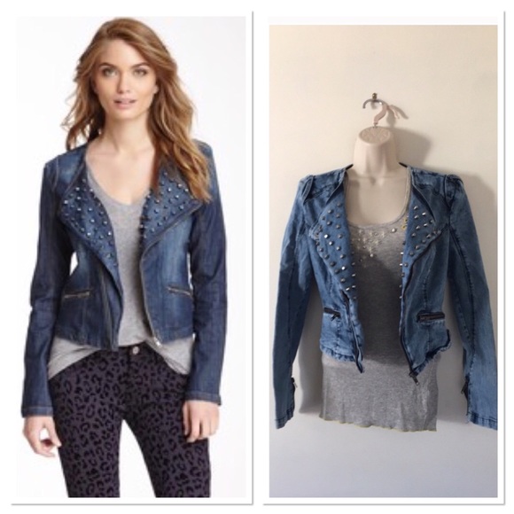 Romeo & Juliet Couture Jackets & Blazers - Romeo & Juliet Couture Crop Moto Denim Jacket